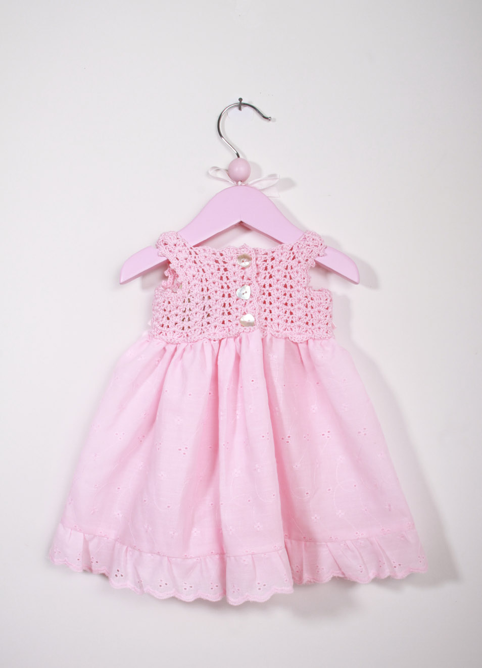 Vestito artigianale in pizzo Sangallo per bambina Capridea