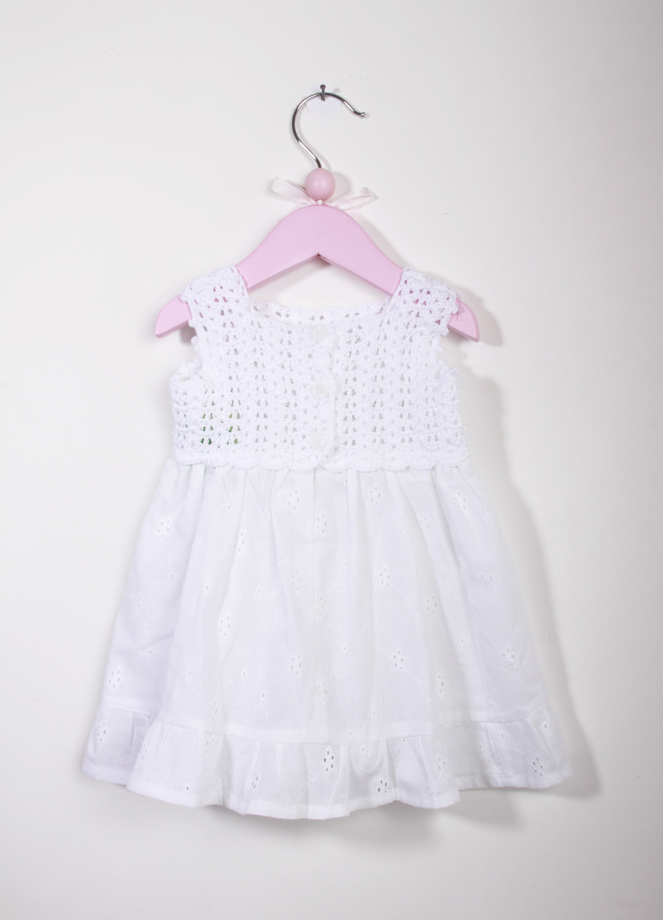 Chicco Abbigliamento Neonati Vestito Chicco In Pizzo Sangallo