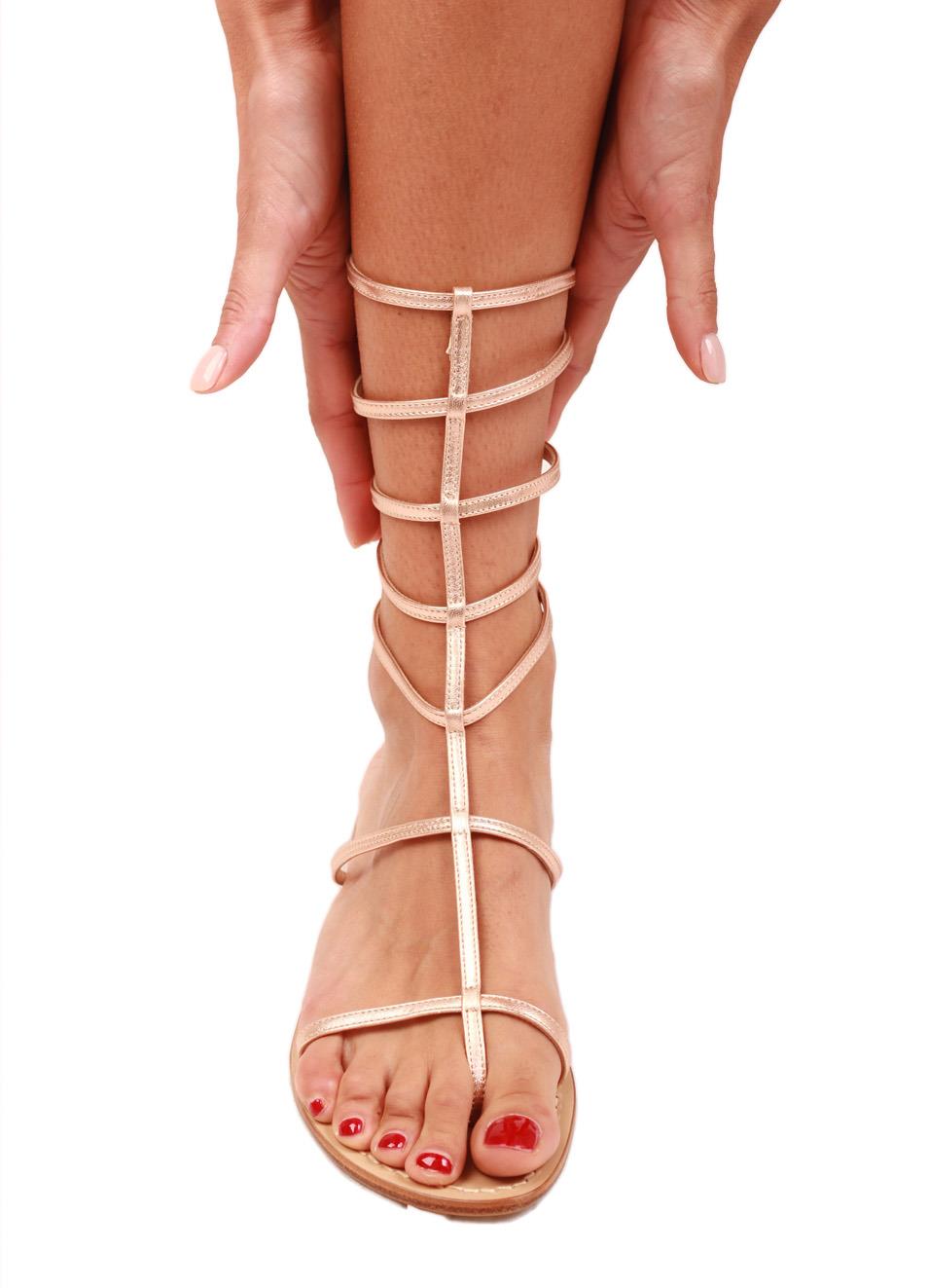 Laminated pink gladiator sandals - Da Costanzo - Manecapri