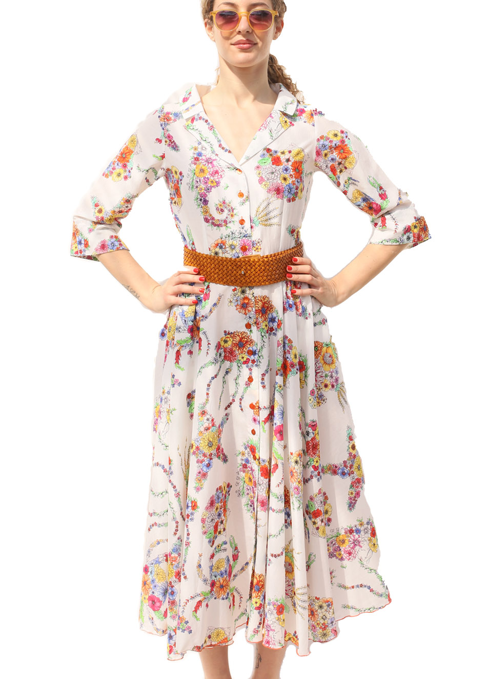 Vestito stile vintage con fantasia fiori Laboratorio Capri