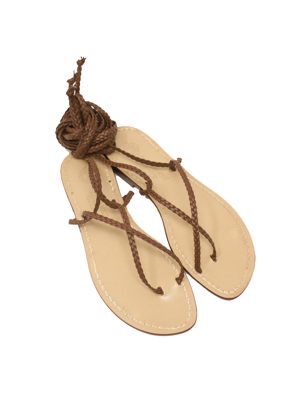sandali alla schiava con treccine marroni Da Costanzo Manecapri