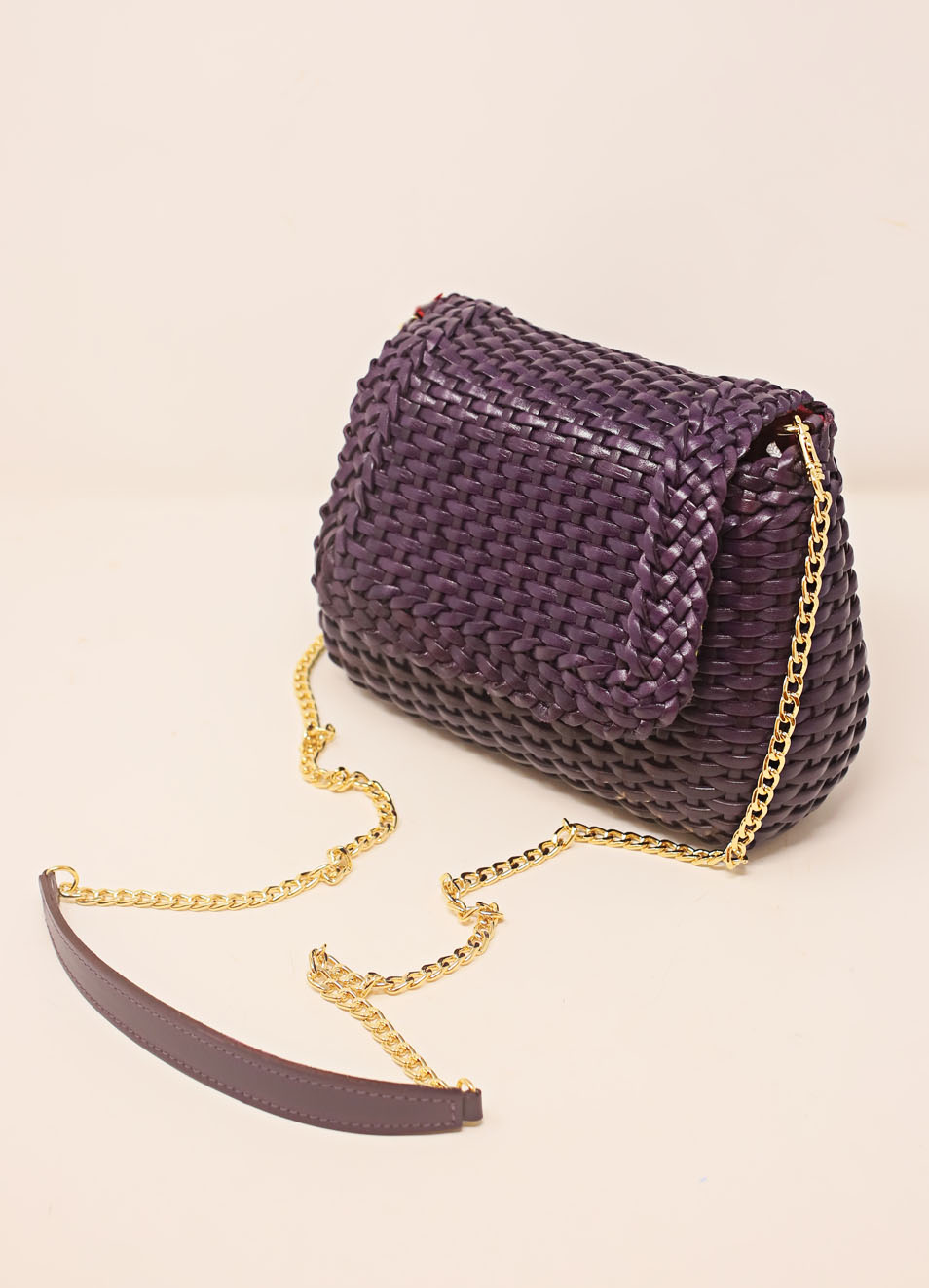 Purple Metallic Crochet Clutch Bag, Handmade Evening Pouch  Purple Woven Clutch Bag main image 2