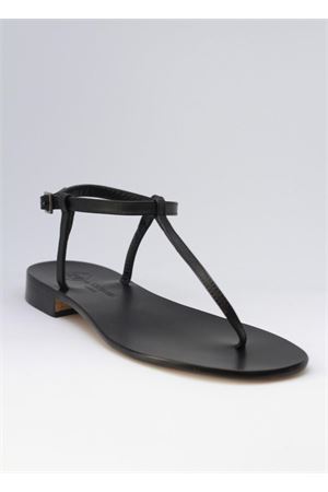 Sandalo Capri infradito in pelle nera Da Costanzo Manecapri