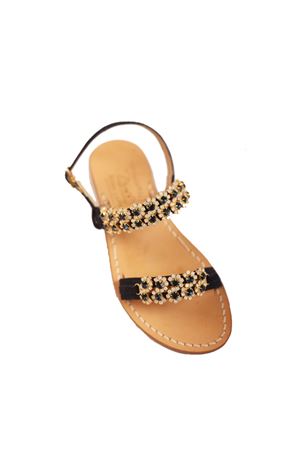 Blue suede jeweled sandals with bands Cuccurullo | CUCJEWELFASCEBLU