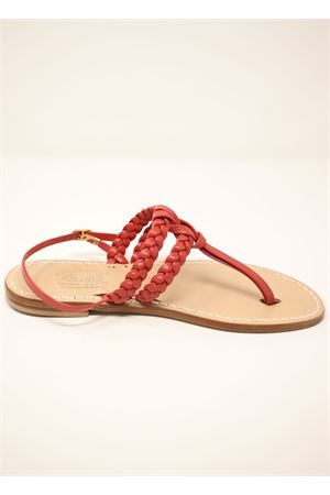 Coral-colored Capri sandals with double braid Cuccurullo | DOPPIATRECCIANODOCORAL