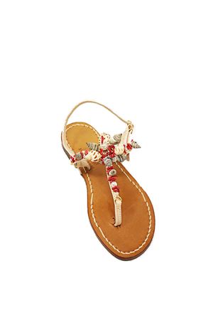 Flat sandals decorated with shells Cuccurullo | SANDALICONCHIGLIEROSSO