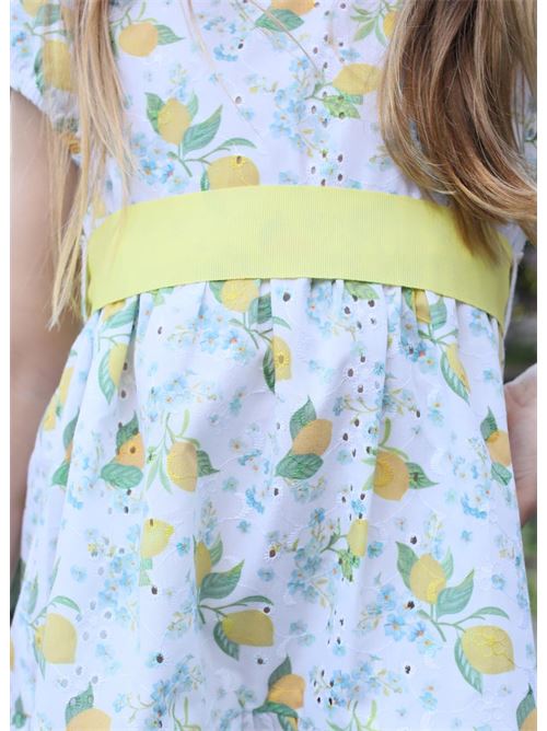 Vestito da bambina in San gallo con limoni Capridea | VESTITOSANGALLOLIMONILIMONI