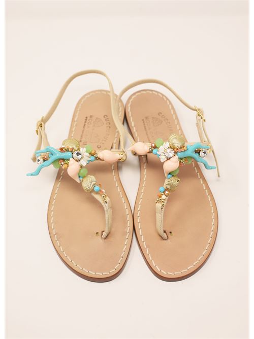 Capri sandals with corals and shells Cuccurullo | CONCHIGLIAGOLDNUDE