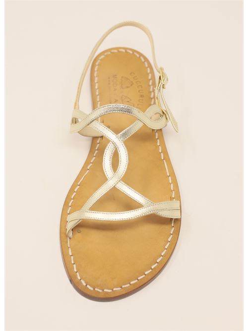 Flat non-thong sandals in gold color Cuccurullo | FASCIAGHIRIGOROORO