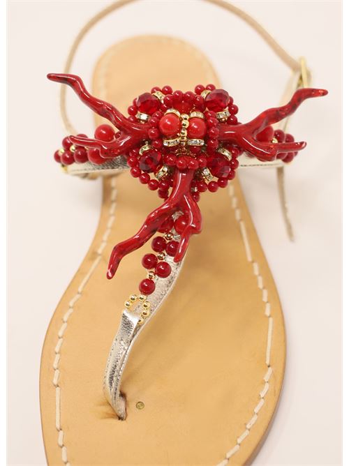 sandali Capresi con corallo rosso Cuccurullo | MAXICORALLOROSSOROSSO