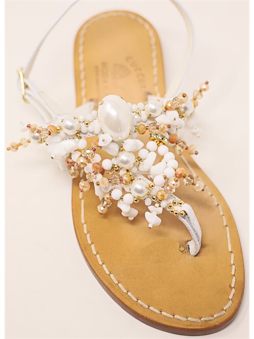 sandali capresi decorati con perle Cuccurullo | MAXIPERLABIANCO