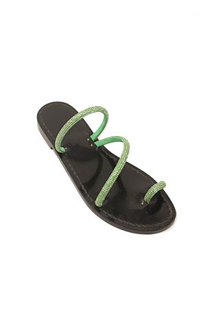 Capri sandals with green rhinestones Cuccurullo | SANDALISTRASS2FASCEALLUCEVERDE