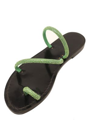 Sandali capresi con strass verdi Cuccurullo | SANDALISTRASS2FASCEALLUCEVERDE