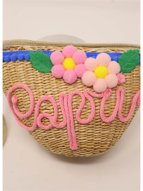 Borsa da bambina in paglia con tracolla Capridea | MINIFLOWERBAGBLU