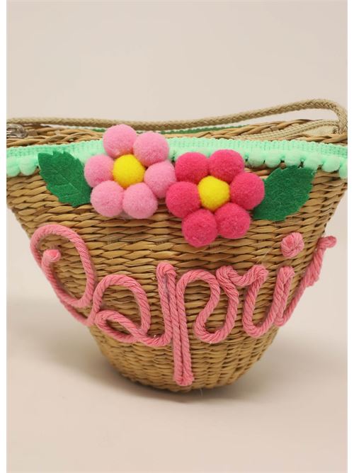 Customizable straw bag for girls Capridea | MINIFLOWERBAGVERDE