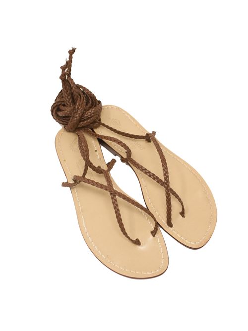 sandali alla schiava con treccine marroni Da Costanzo Manecapri