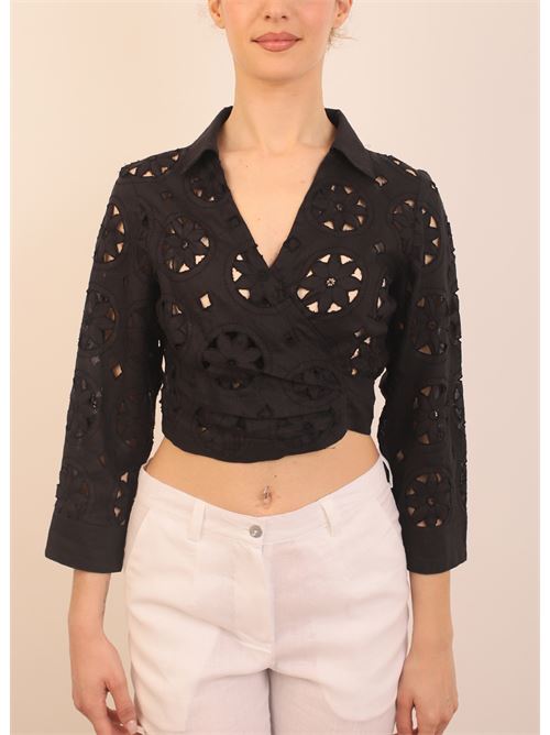 Short black linen shirt M&E | CAMICIACORTALINONERO
