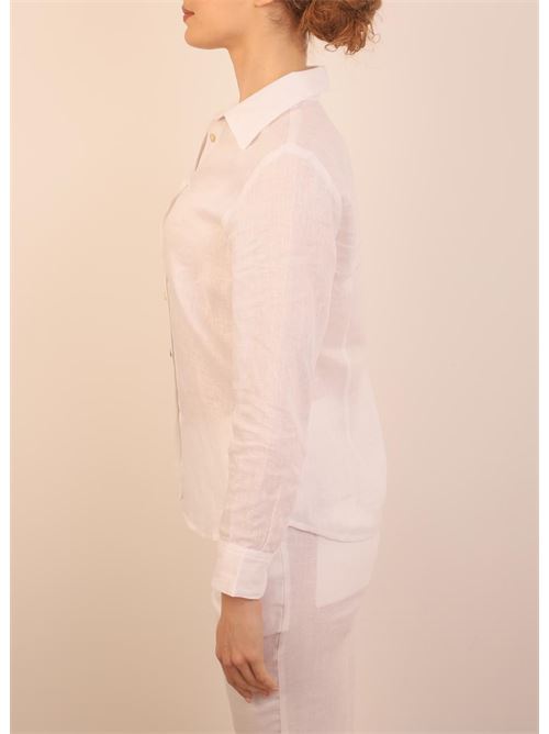 Tailored shirt in light blue linen M&E | CAMICIALINOCLASSICBIANCO