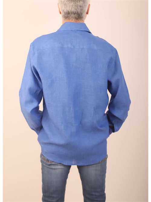 Camicia uomo in lino blu royal M&E | CAMICIALINOUOMOBLUROYAL