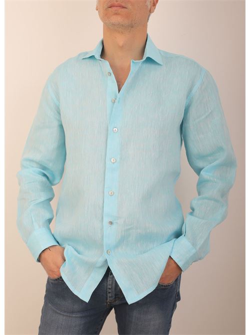 Camicia uomo in lino turchese M&E | CAMICIALINOUOMOTURCHESE