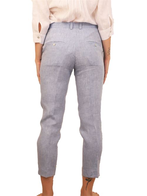 Pantaloni capri in lino azzurro M&E | PANTALONICAPRIDONNAAZZURRO