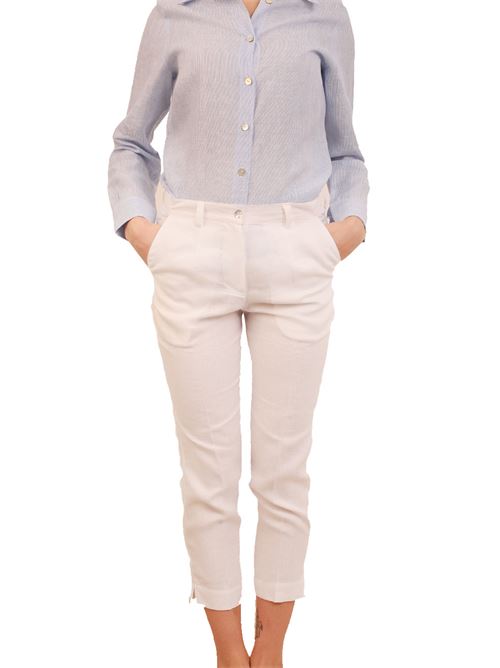 Pantaloni capri in lino bianco M&E | PANTALONICAPRIDONNABIANCO