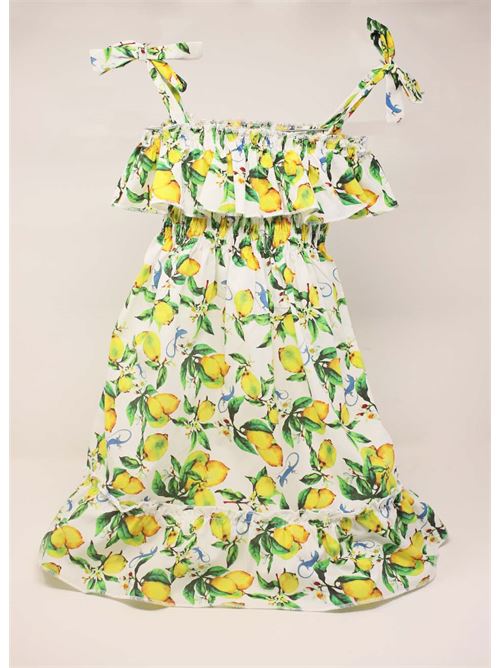 vestito sartoriale con stampa di limoni Capridea | VESTITOBALZALIMONLUCLIMLUC