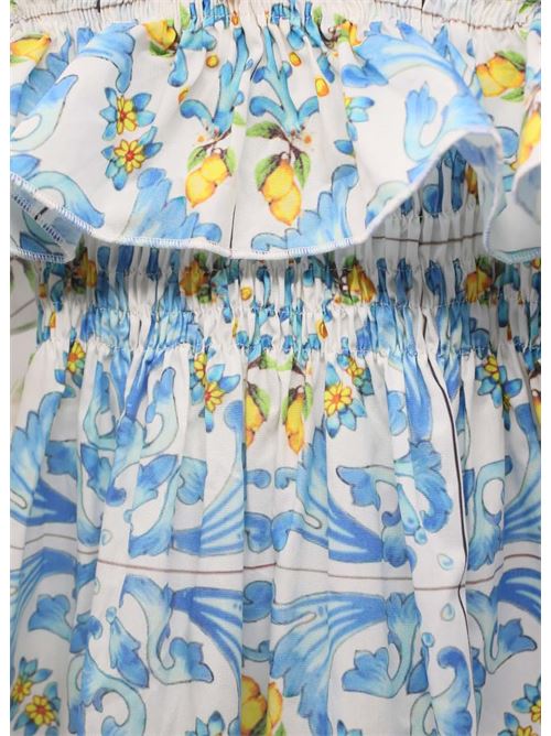 vestito sartoriale con stampa di maioliche Capridea | VESTITOBALZALIMONLUCMAIOLICHE
