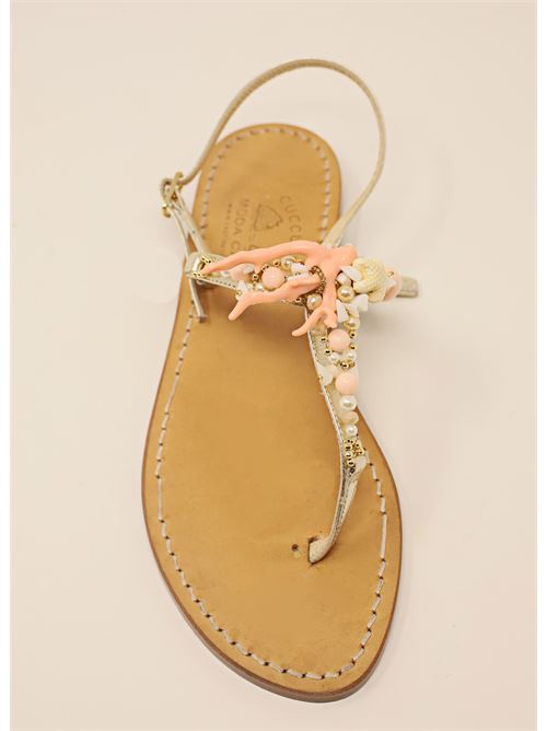 Capri sandals with pink coral Cuccurullo | CORALLOROSAROSA