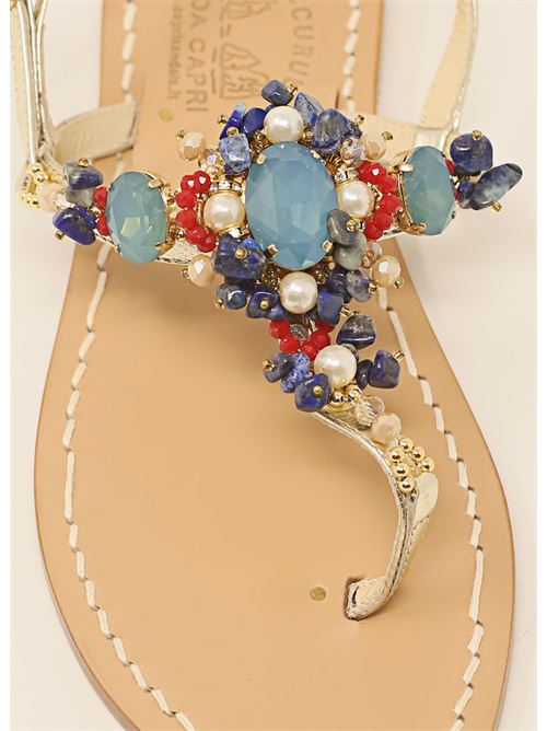 sandali gioiello bassi con toni del blu Cuccurullo | PIETRACENTRALEJEWELBLU