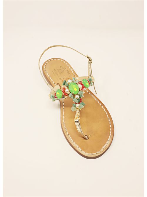 sandali gioiello bassi con toni del verde Cuccurullo | PIETRACENTRALEJEWELVERDE