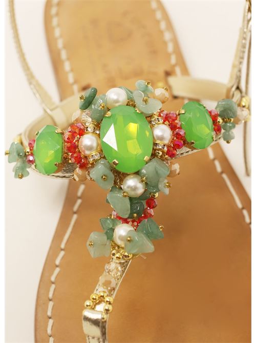 sandali gioiello bassi con toni del verde Cuccurullo | PIETRACENTRALEJEWELVERDE
