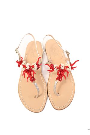 Capri sandals with red corals Cuccurullo | SANDALICORALLIROSSO