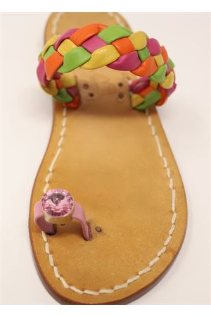 Sandali Capresi con treccia colorata e gioiello Cuccurullo | TRECCIONAGIOIELLOMULTI